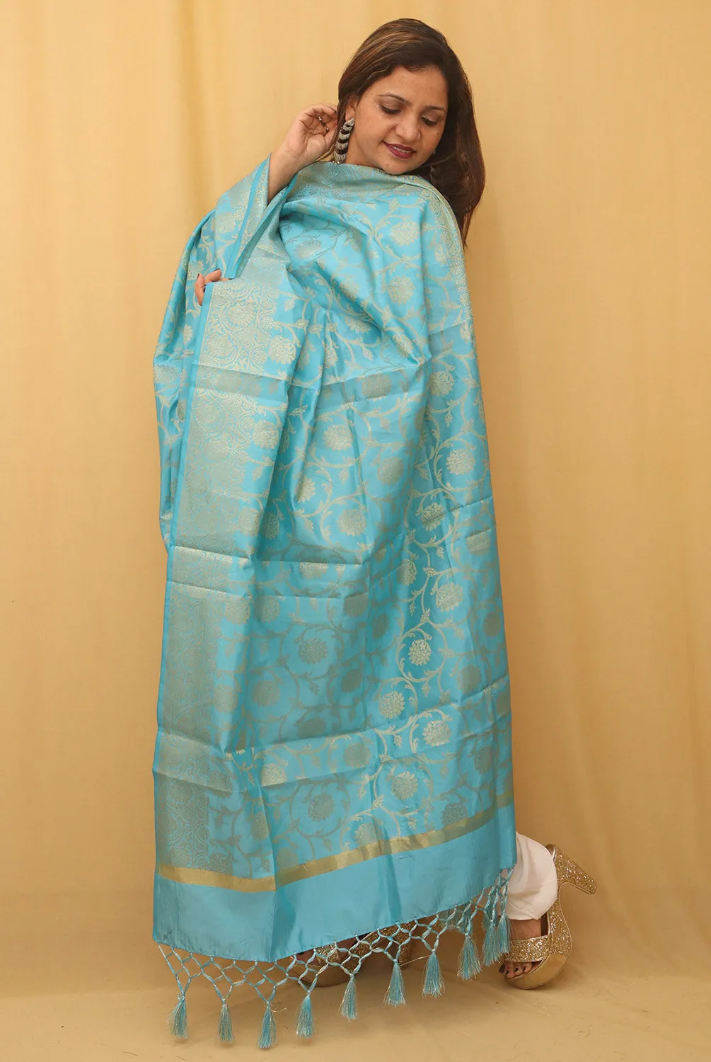 Blue Banarasi Silk Dupatta