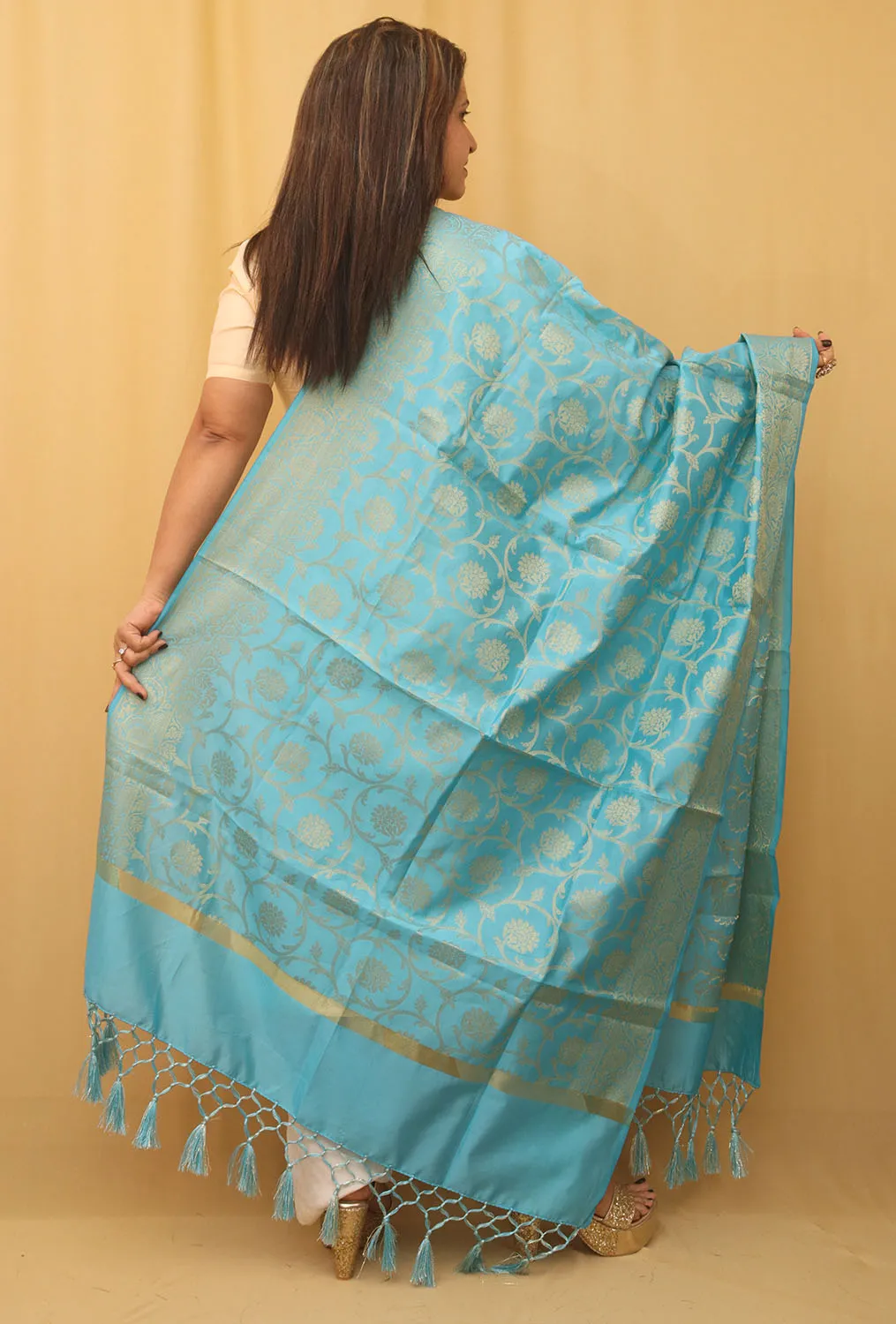 Blue Banarasi Silk Dupatta