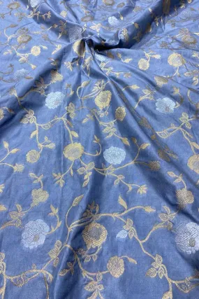 Blue Banarasi Silk Fabric ( 1 Mtr )