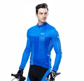 Blue Men Long Sleeve Cycling Jersey