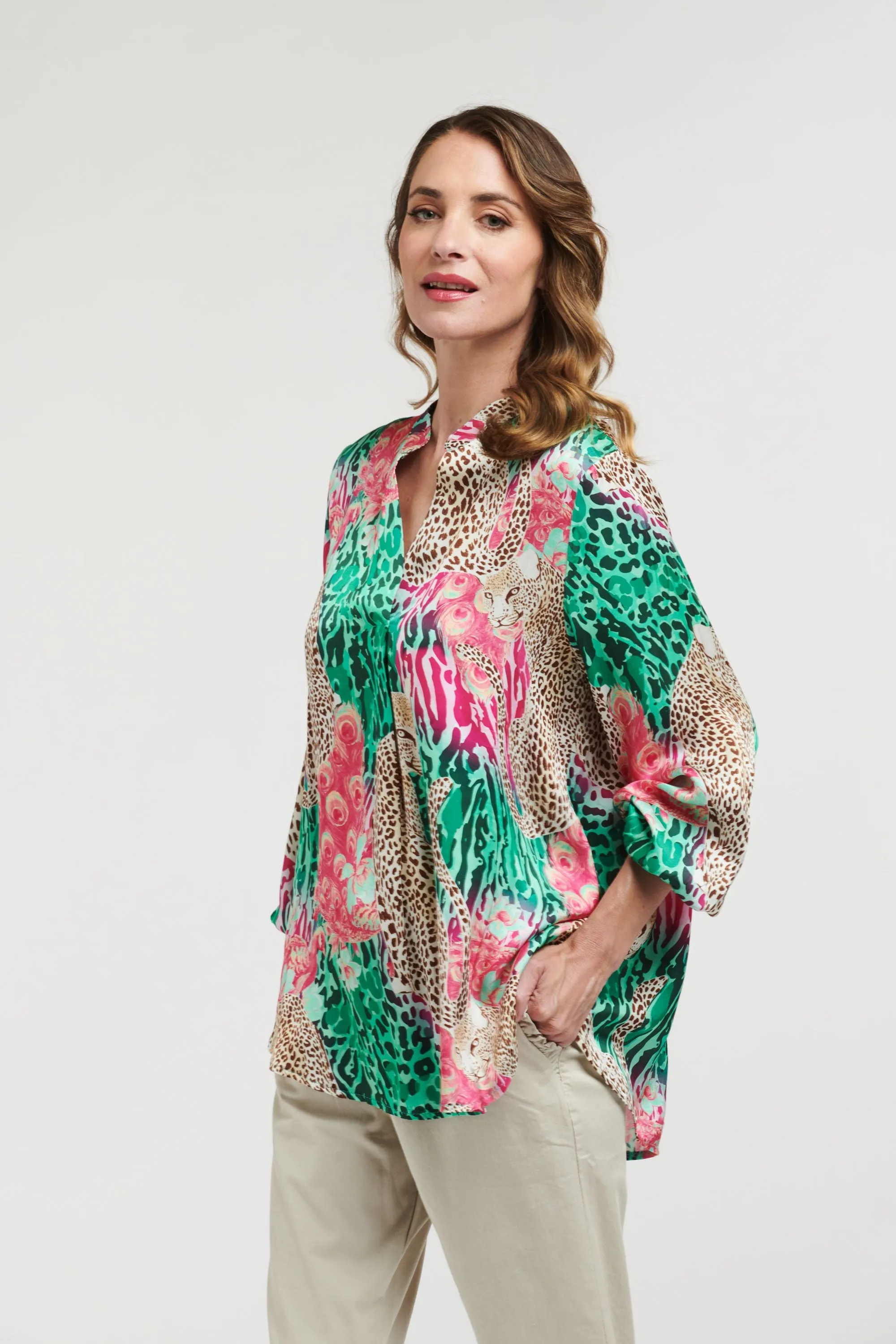 Boho Shirt Emerald Pink