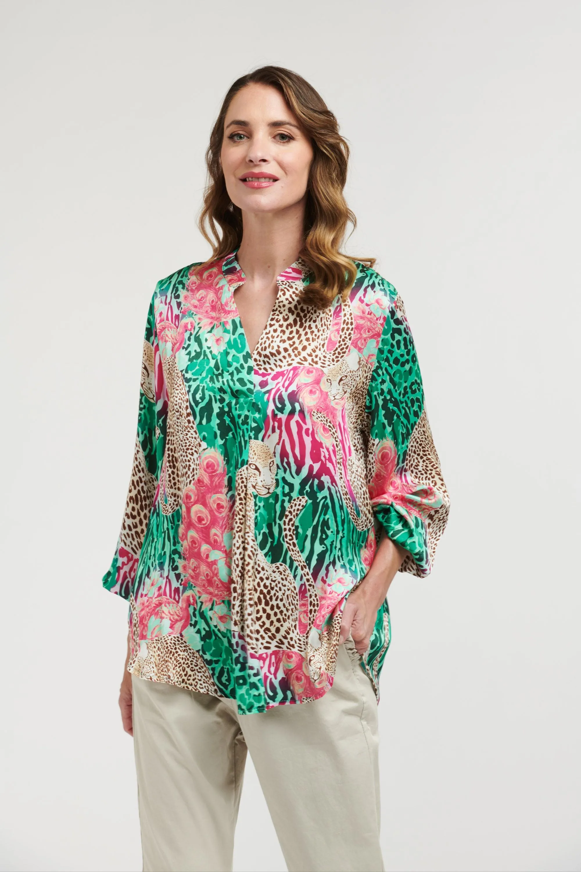 Boho Shirt Emerald Pink