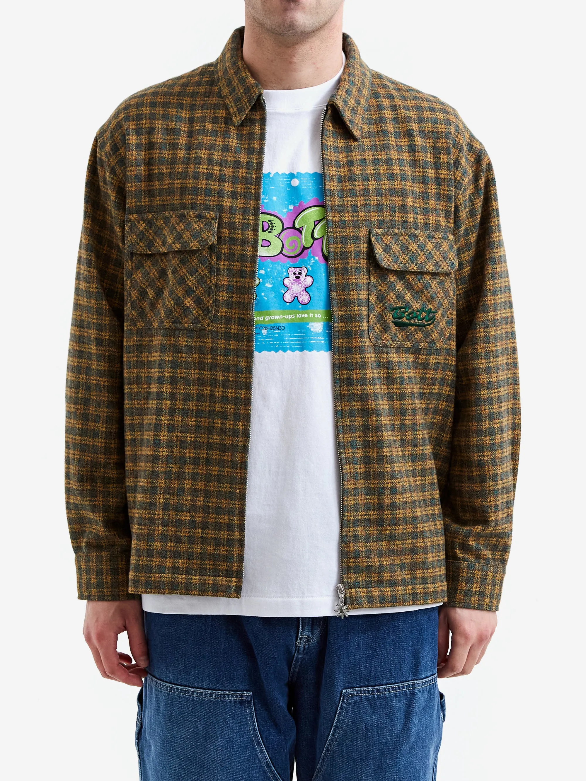 BoTT Zip Up Flannel Shirt - Green