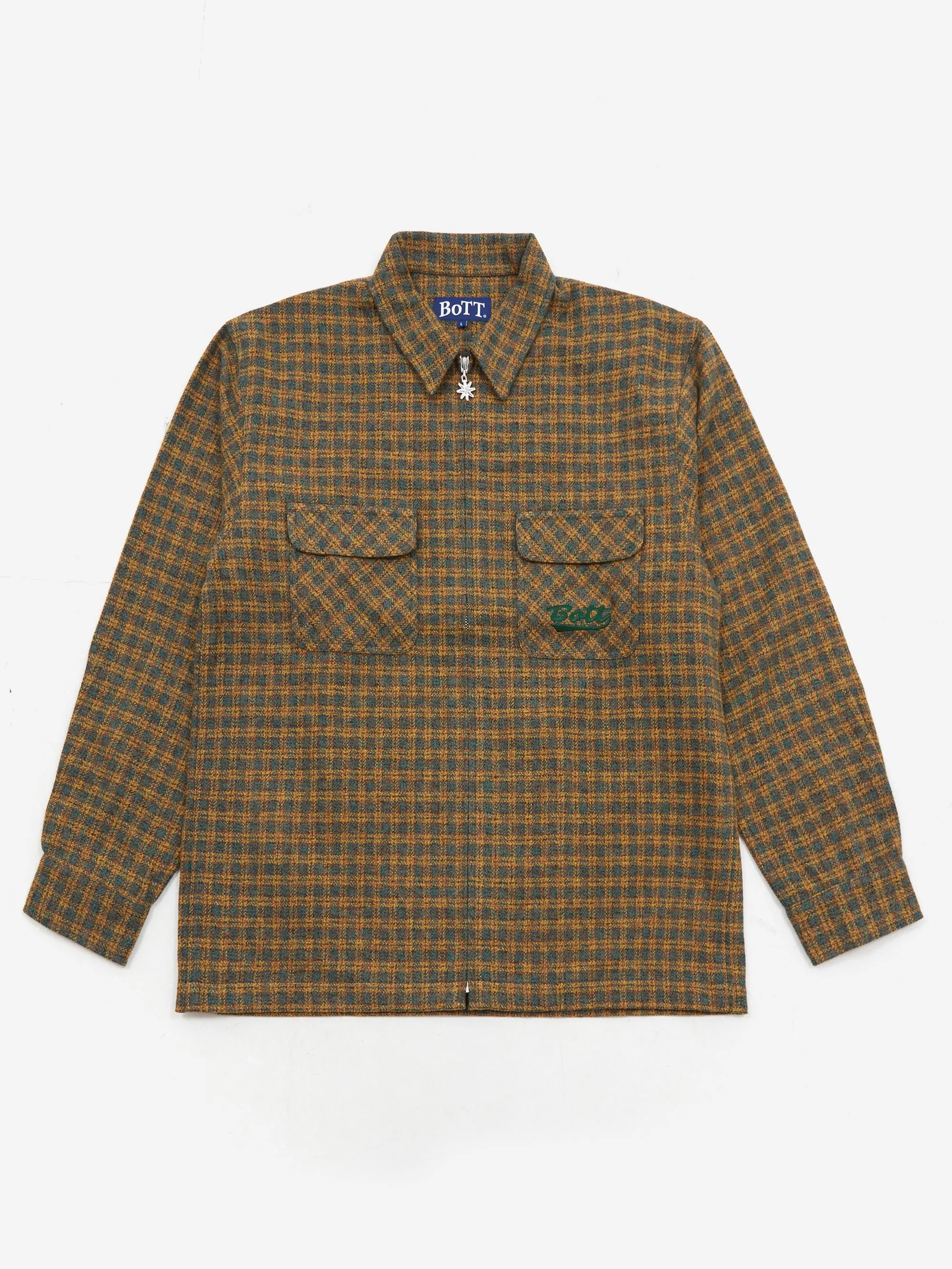 BoTT Zip Up Flannel Shirt - Green