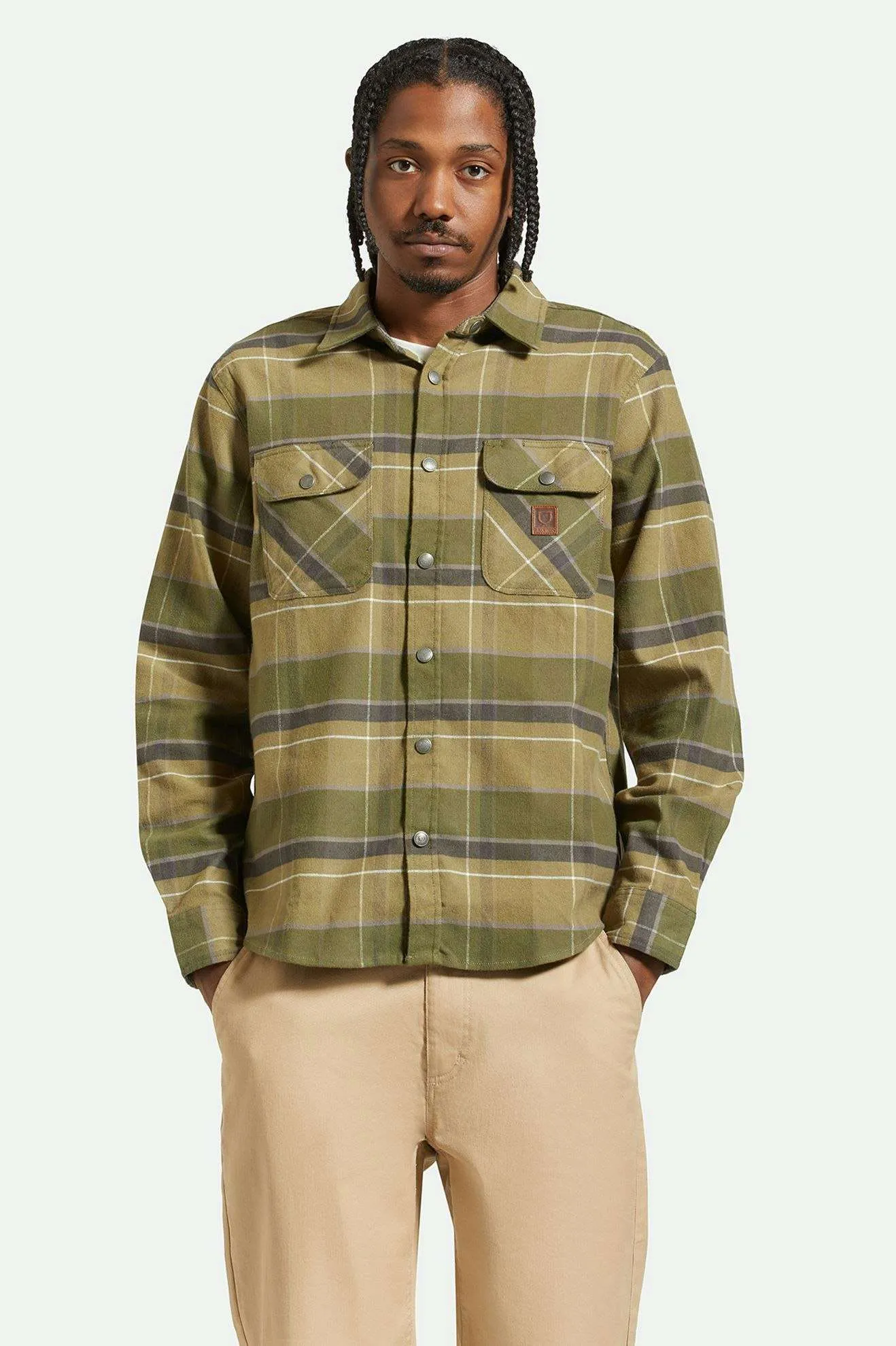 Builders Bowery Stretch Water Resistant L/S Flannel - Dill/Olive Surplus/Washed Black