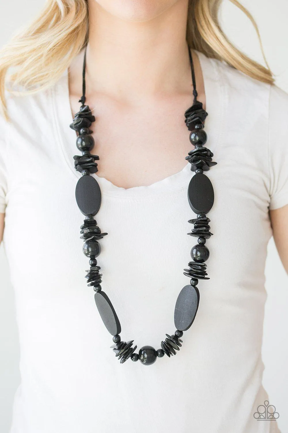 Carefree Cococay Black Wood Necklace - Paparazzi Accessories