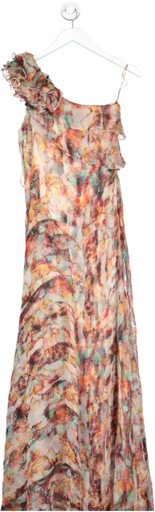 Carlos Miele Multicoloured Printed One Shoulder Maxi Dress UK 10