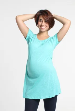 Cherise Maternity Tunic Short Sleeve Top Aqua