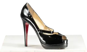 Christian Louboutin Black Peep Toe Platform Pumps With Strap UK 5 EU 38 👠