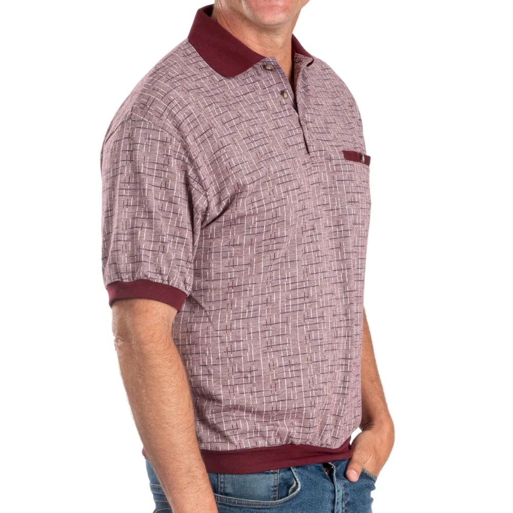 Classics by Palmland Jacquard Short Sleeve Banded Bottom Shirt 6091-350 Burgundy