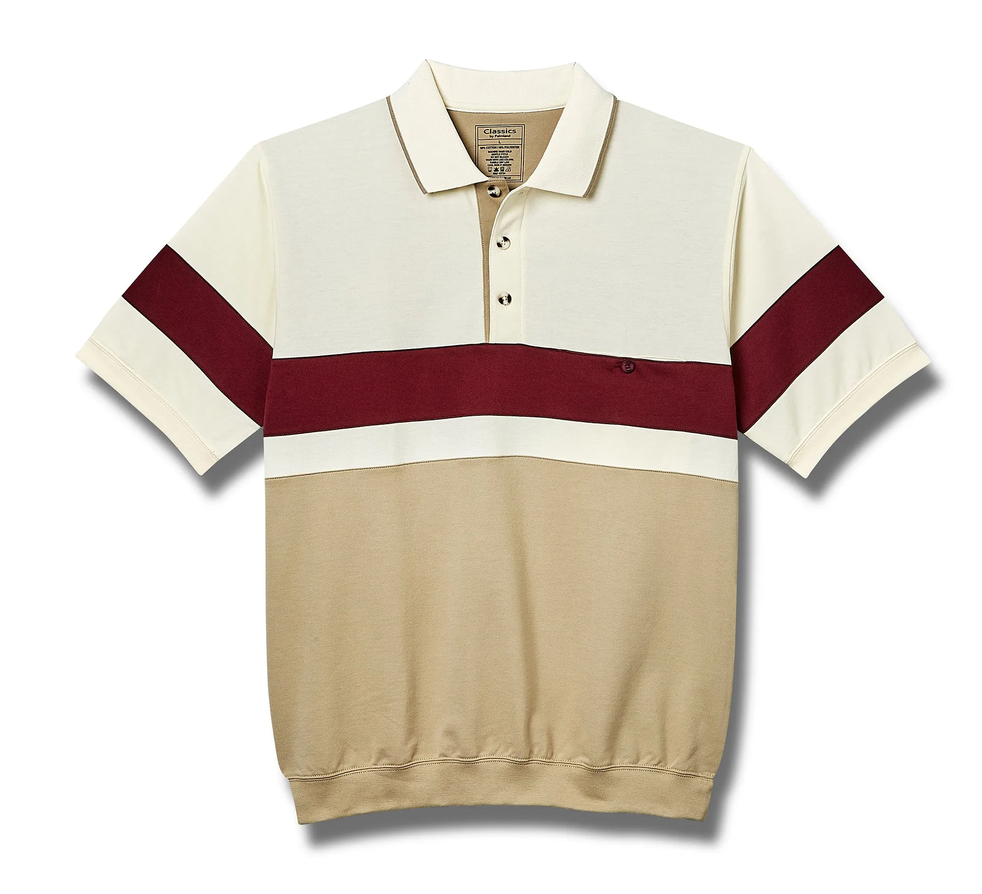 Classics by Palmland Short Sleeve Polo Shirt 6190-328 Big and Tall - Natural