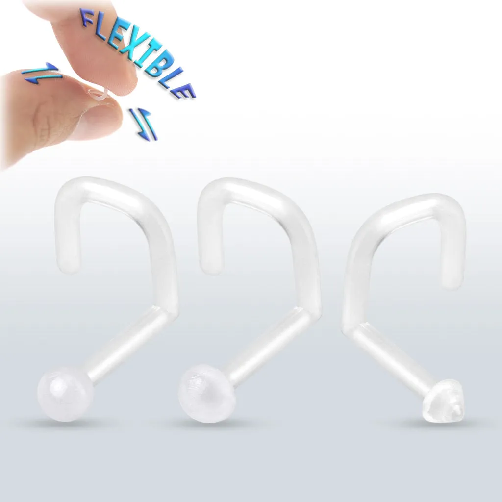 Clear Corkscrew Nostril Piercing Retainer