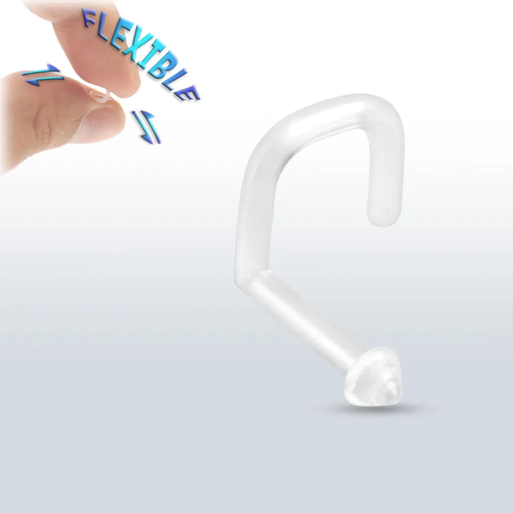 Clear Corkscrew Nostril Piercing Retainer