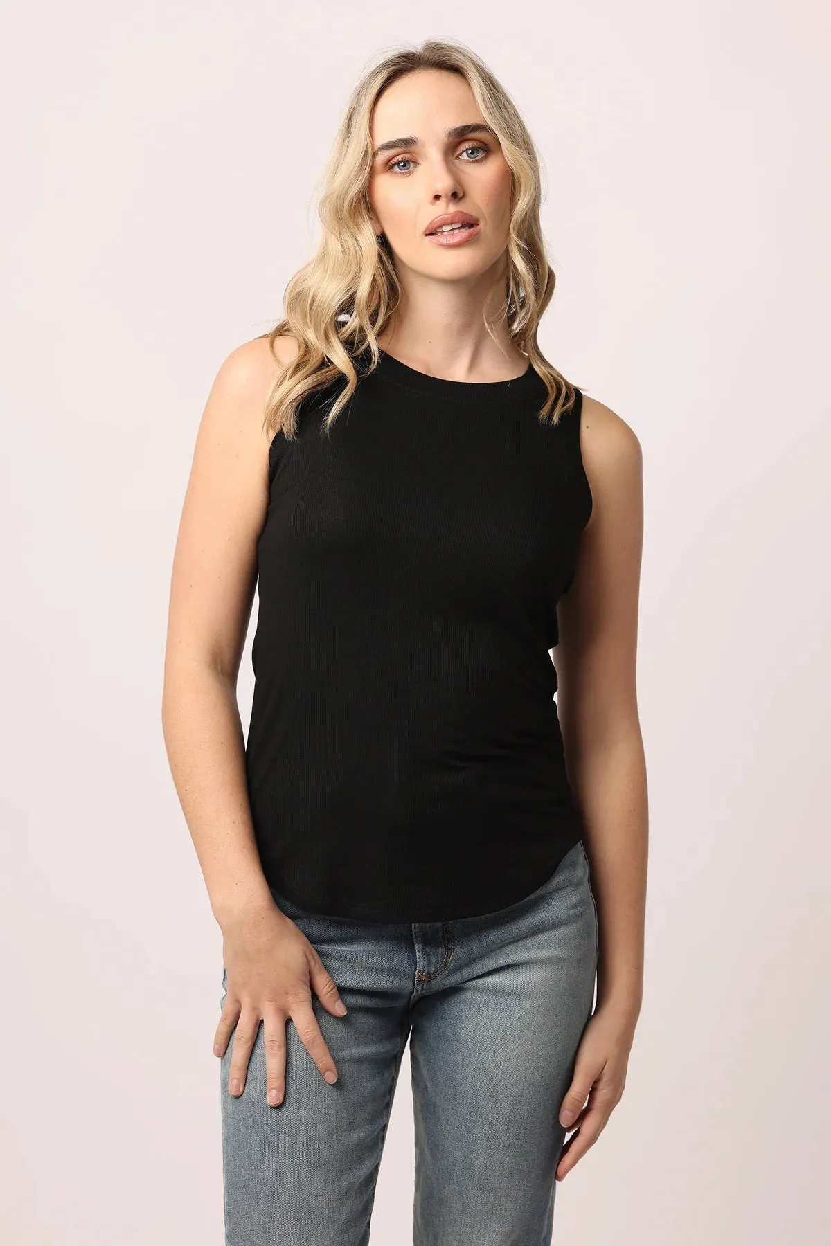 Cleo Ribbed Tank - Black