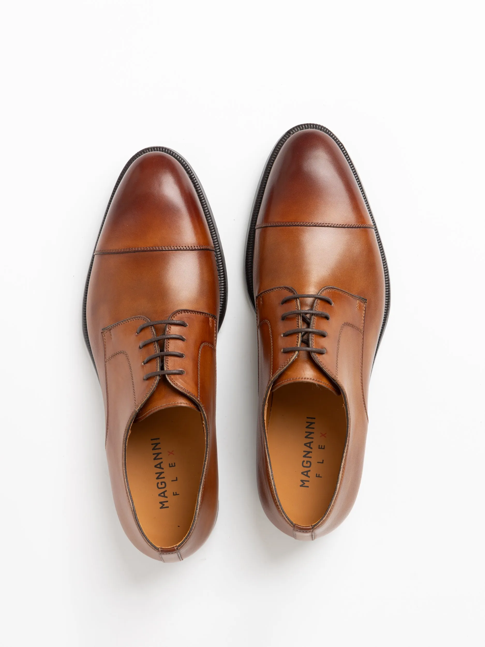 Cognac Brown Leather Harlan Derby Shoes