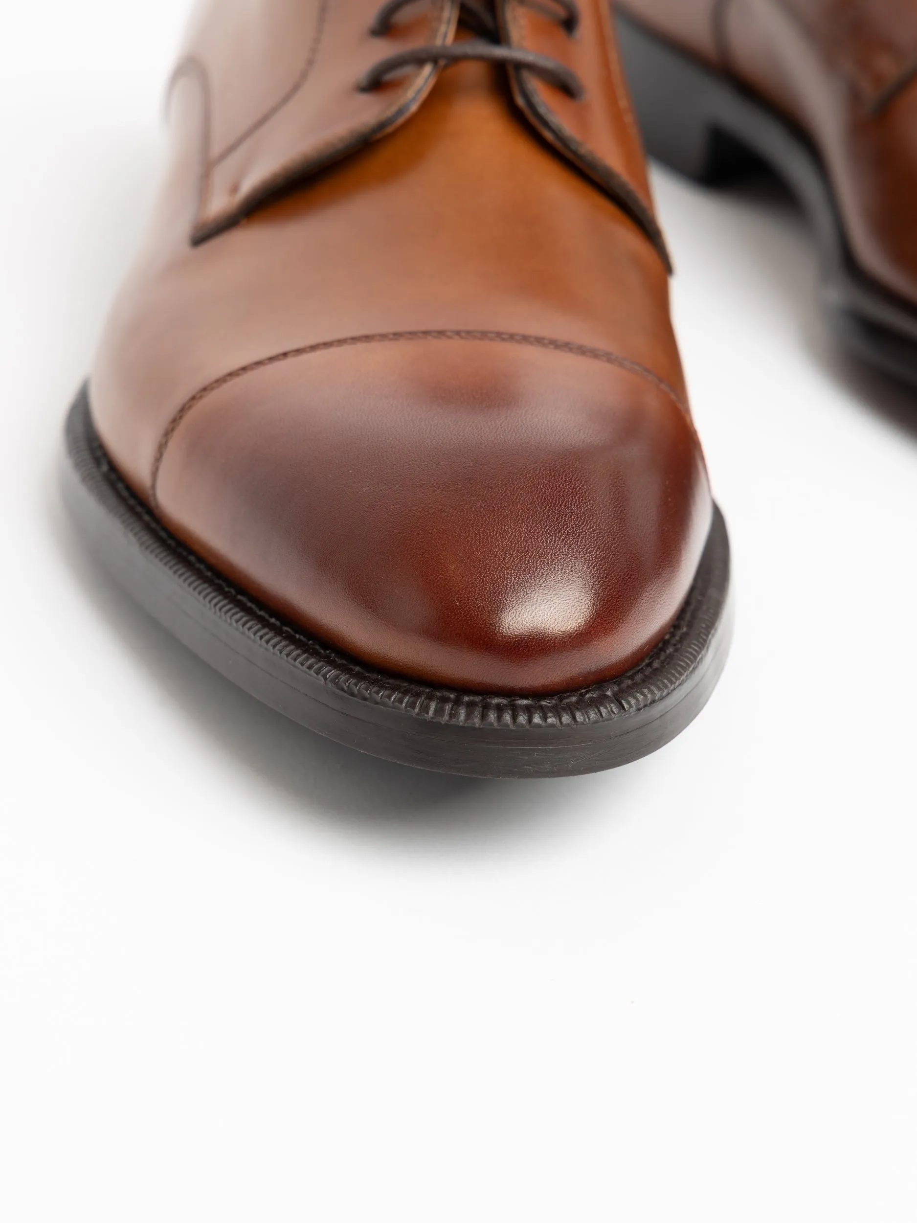 Cognac Brown Leather Harlan Derby Shoes