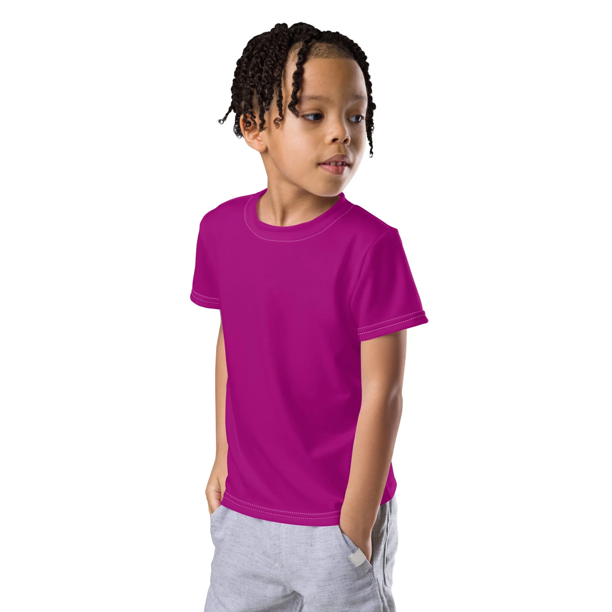 Cool Comfort: Boys' Short Sleeve Solid Color Rash Guard - Vivid Purple