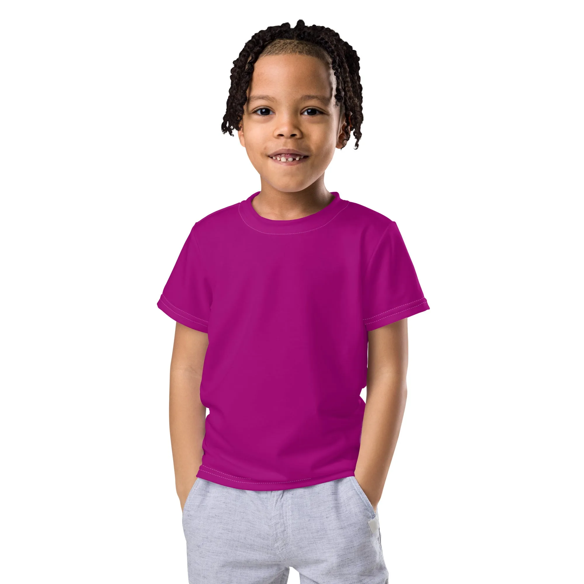 Cool Comfort: Boys' Short Sleeve Solid Color Rash Guard - Vivid Purple