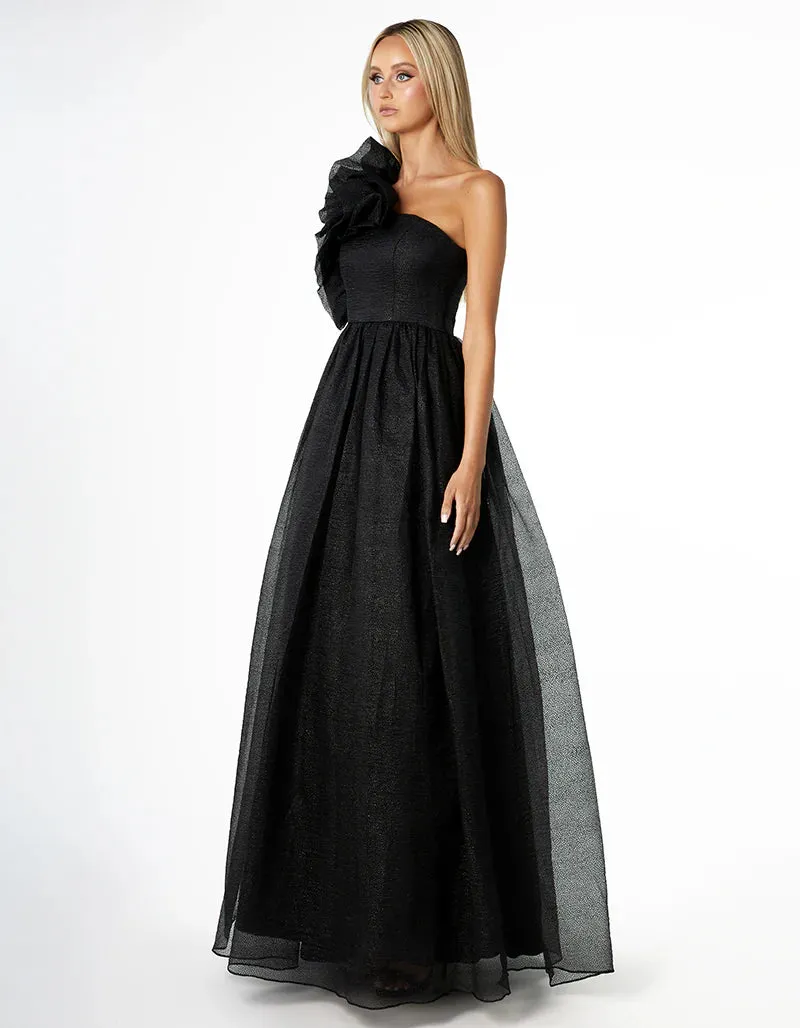 Corena One Shoulder Ruffle Ball Gown