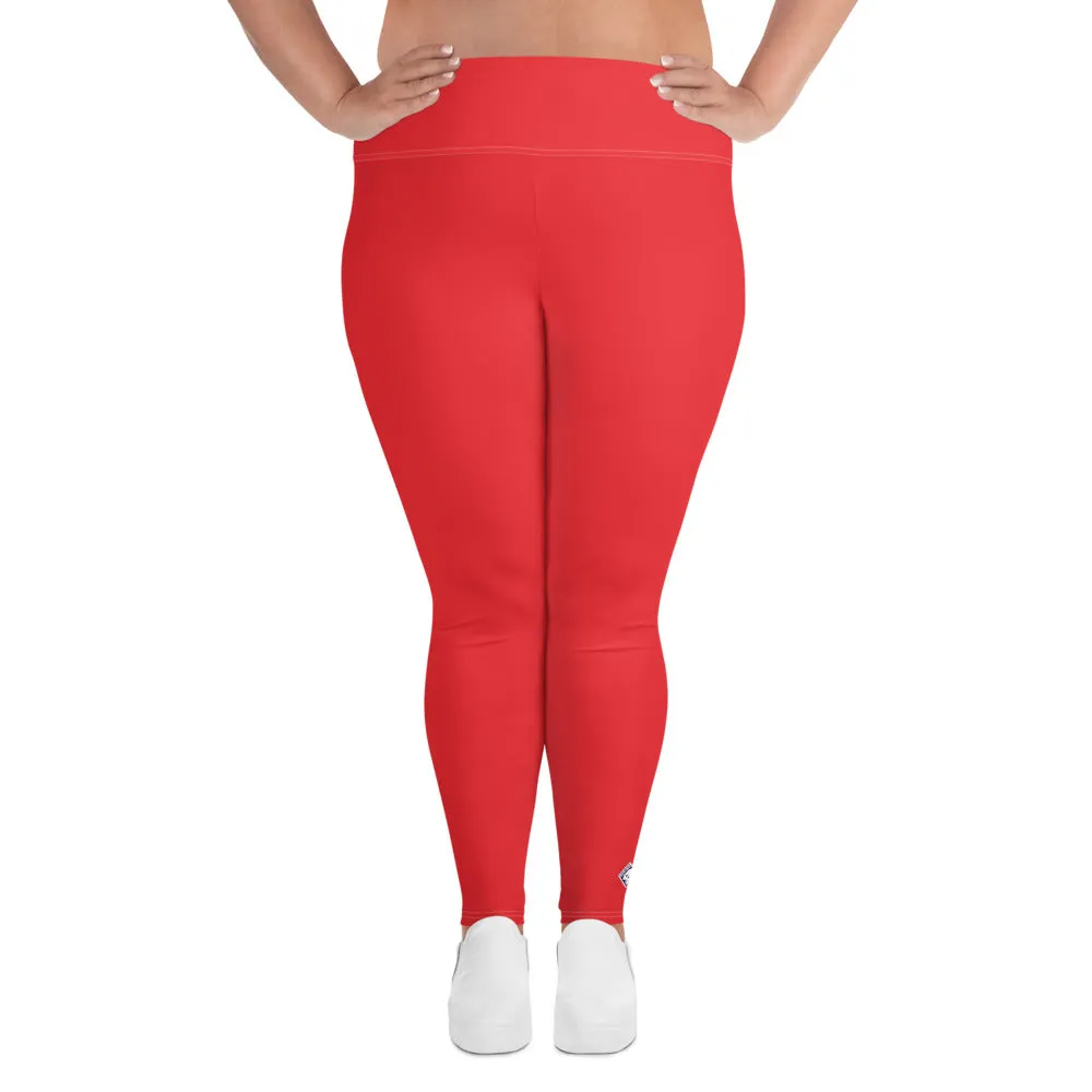 Curve Confidence: Plus Size Solid Color Yoga Pants for Women - Scarlet