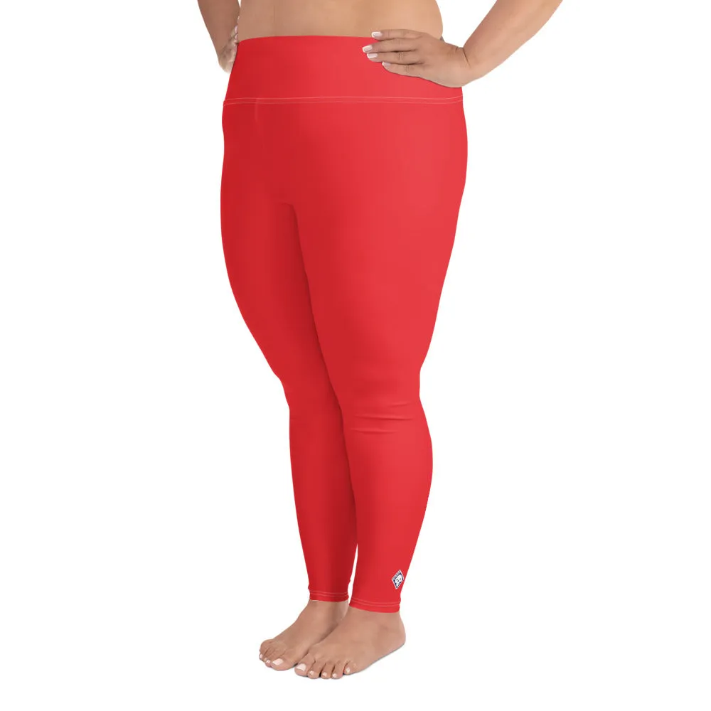 Curve Confidence: Plus Size Solid Color Yoga Pants for Women - Scarlet