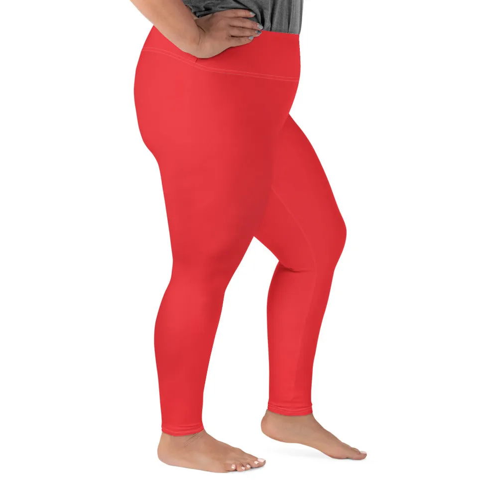 Curve Confidence: Plus Size Solid Color Yoga Pants for Women - Scarlet