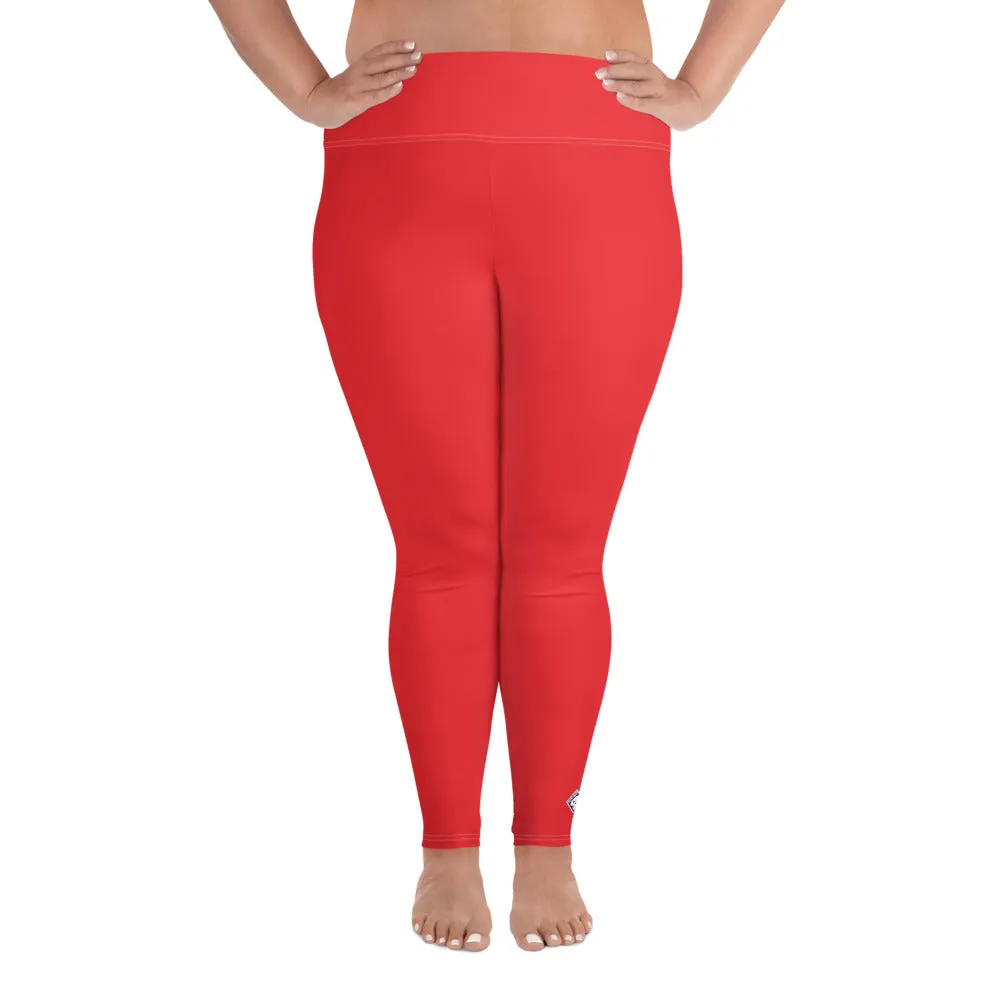 Curve Confidence: Plus Size Solid Color Yoga Pants for Women - Scarlet