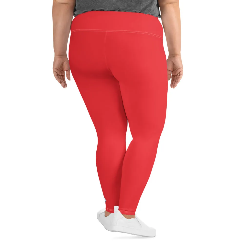 Curve Confidence: Plus Size Solid Color Yoga Pants for Women - Scarlet