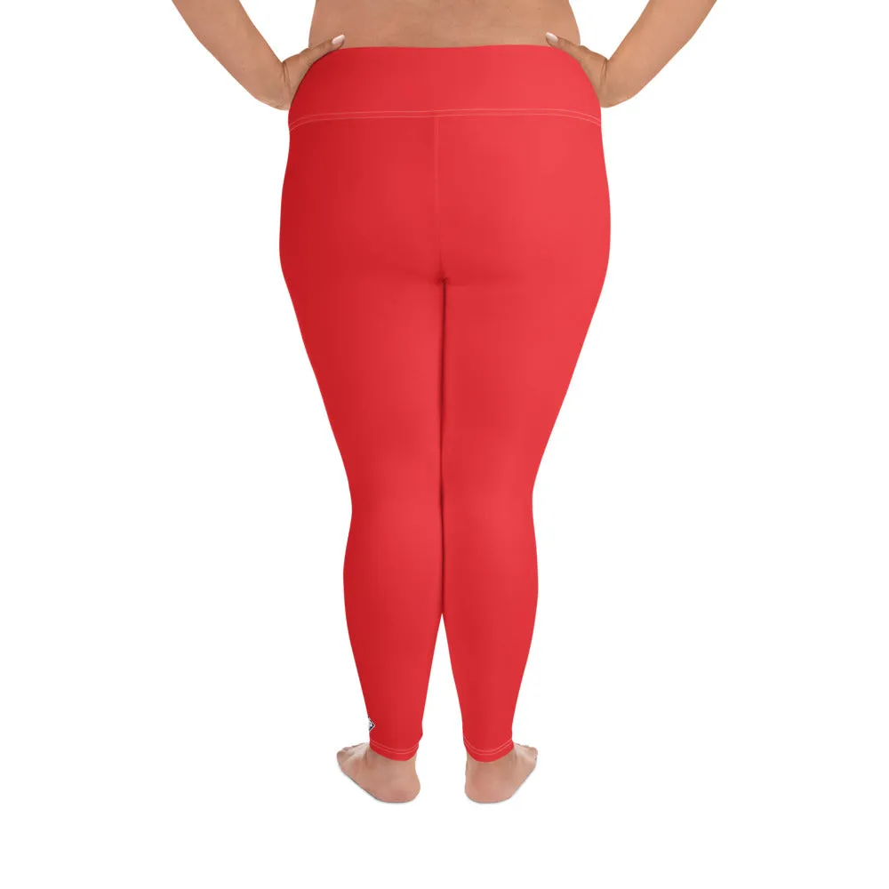 Curve Confidence: Plus Size Solid Color Yoga Pants for Women - Scarlet