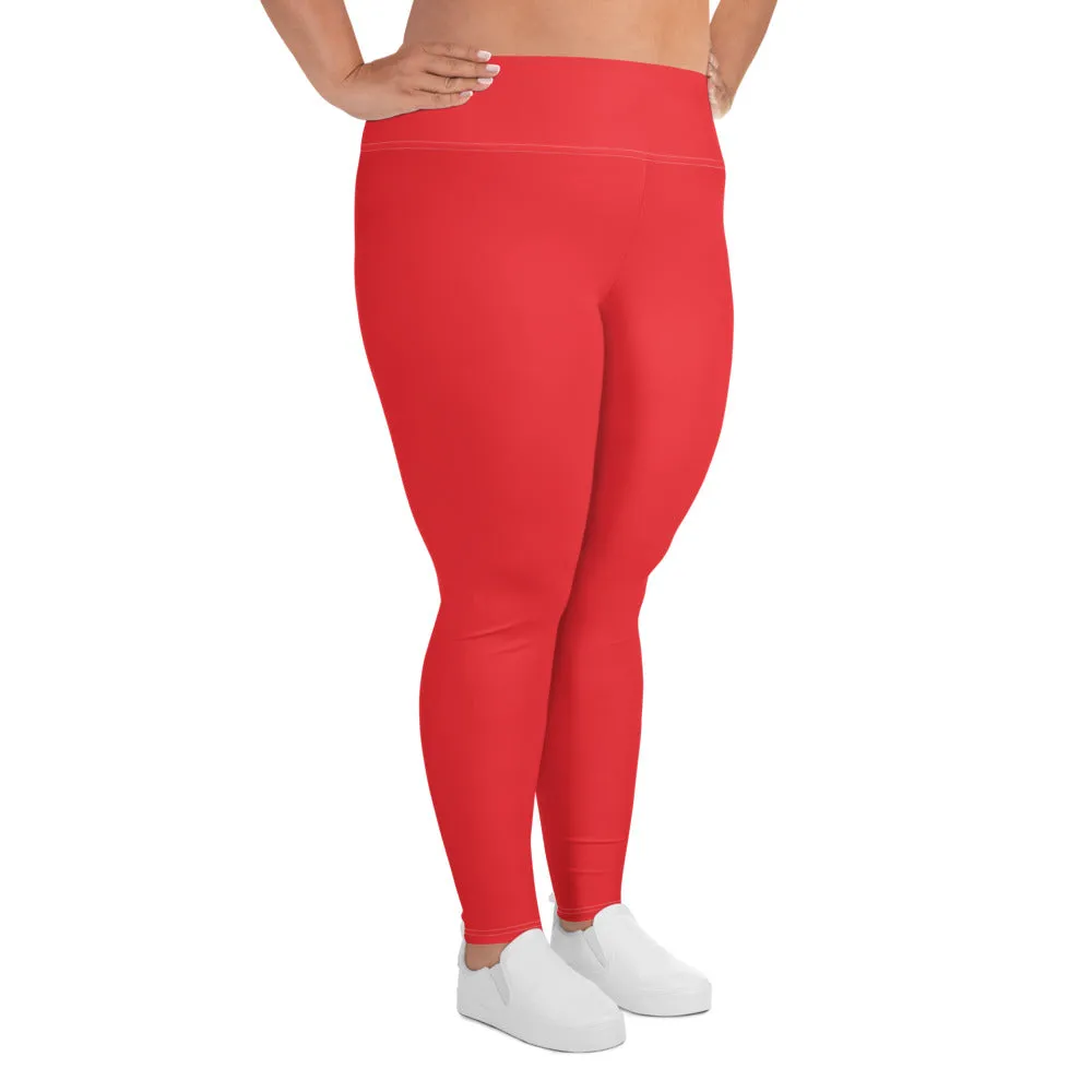 Curve Confidence: Plus Size Solid Color Yoga Pants for Women - Scarlet