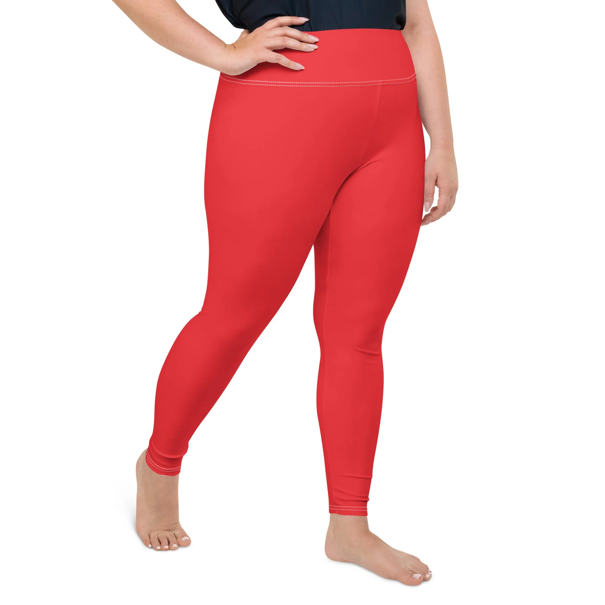 Curve Confidence: Plus Size Solid Color Yoga Pants for Women - Scarlet