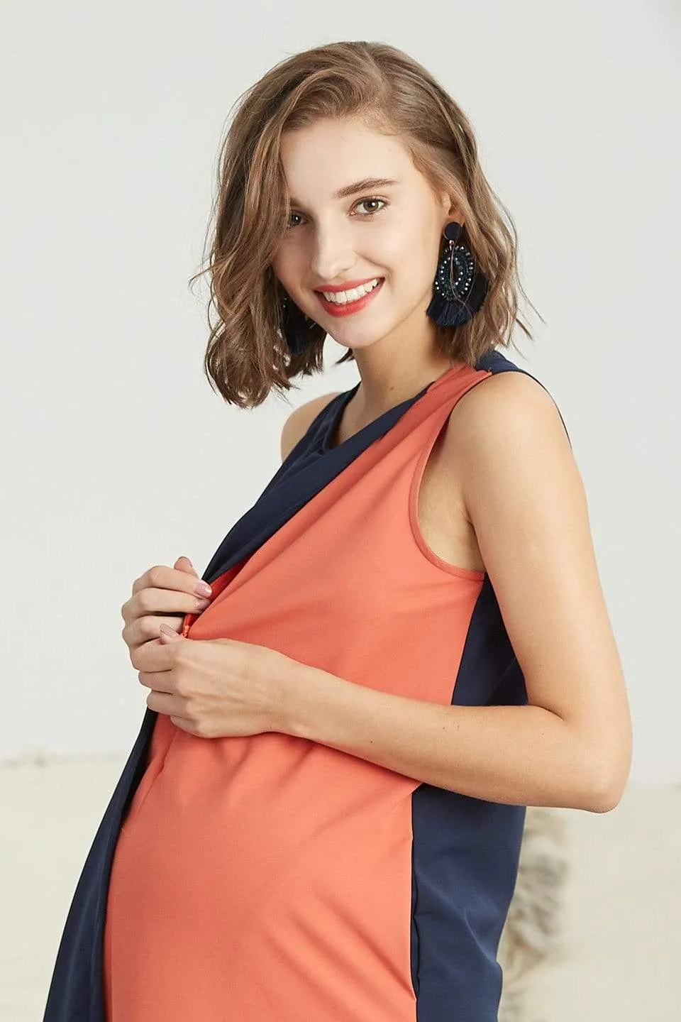 Debra Sleeveless Maternity Dress Navy