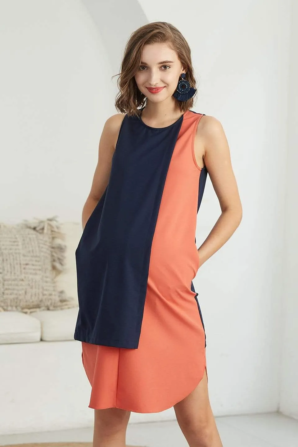 Debra Sleeveless Maternity Dress Navy