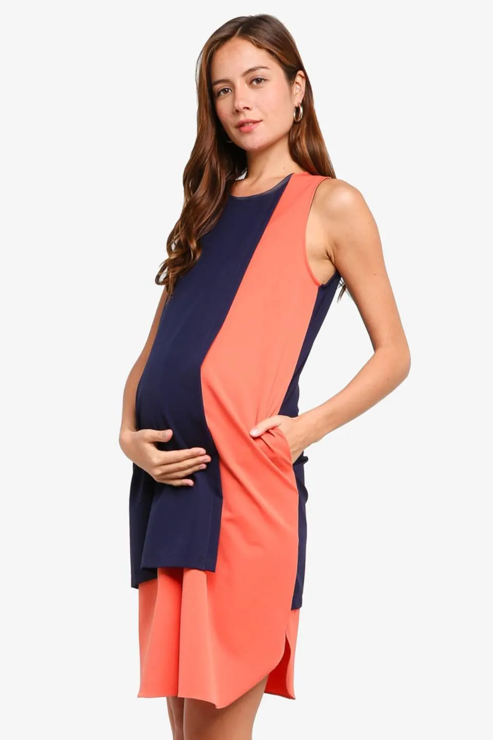 Debra Sleeveless Maternity Dress Navy