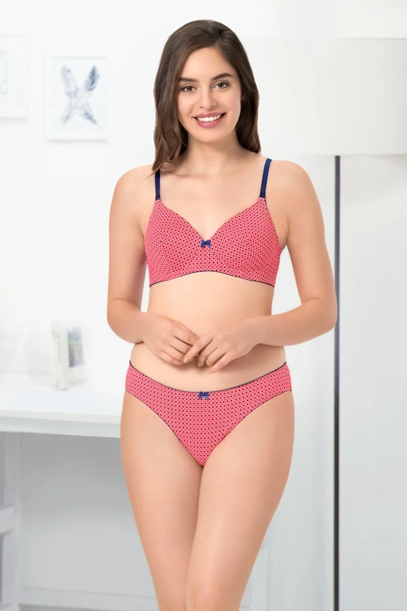 Delicate Dots Bikini Panty - Sun Coral-Blue Pr