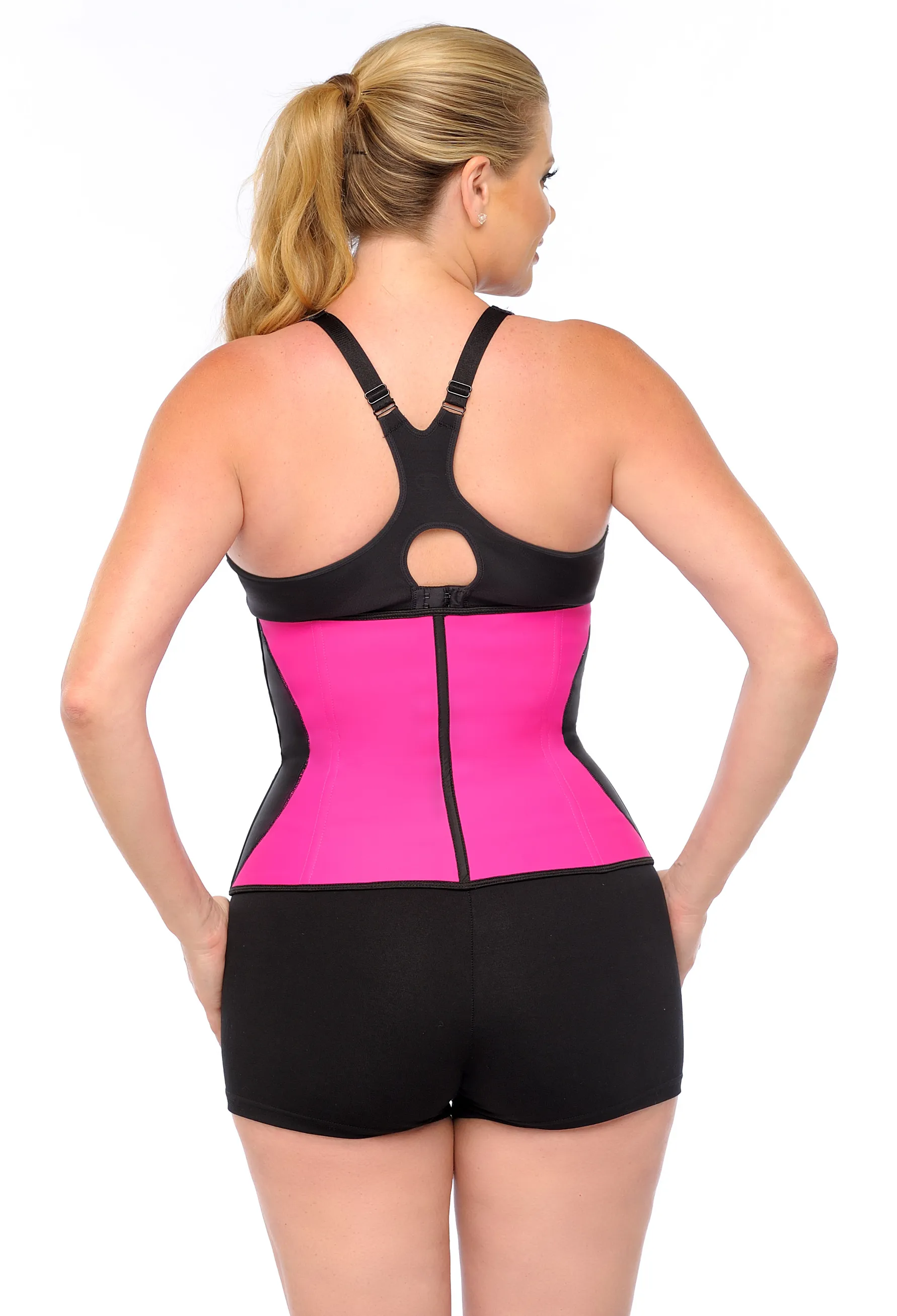 Diva’s Celebrity Waist Trainer - Waist Cincher, Pink with Black Curve