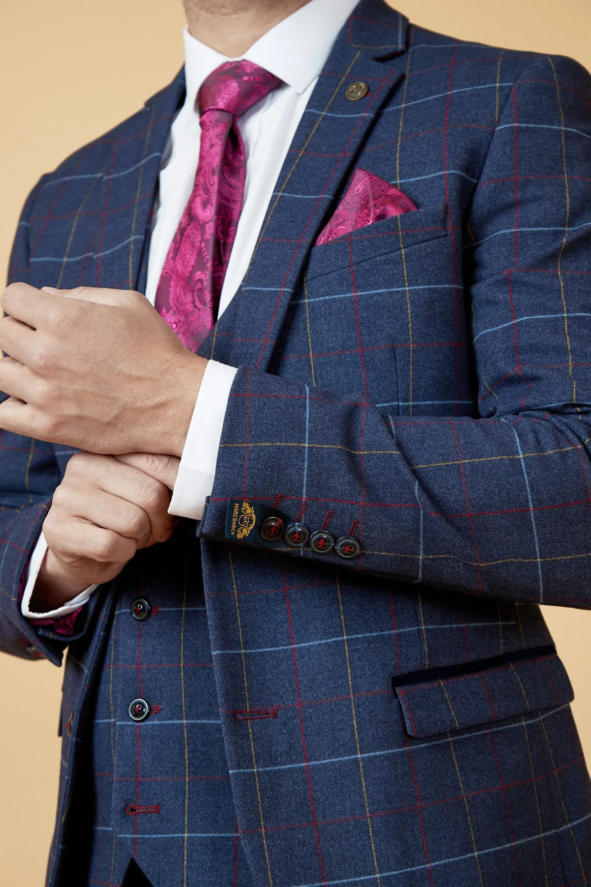 DRAKE - Navy Check Three Piece Suit