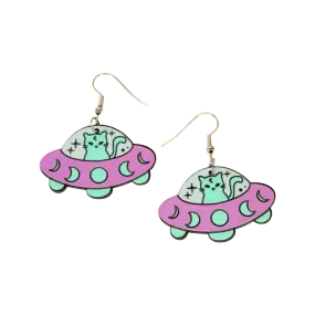 Earrings - Cat UFO drops