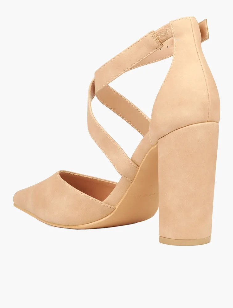 Executive Envy Block Heels (Nude)