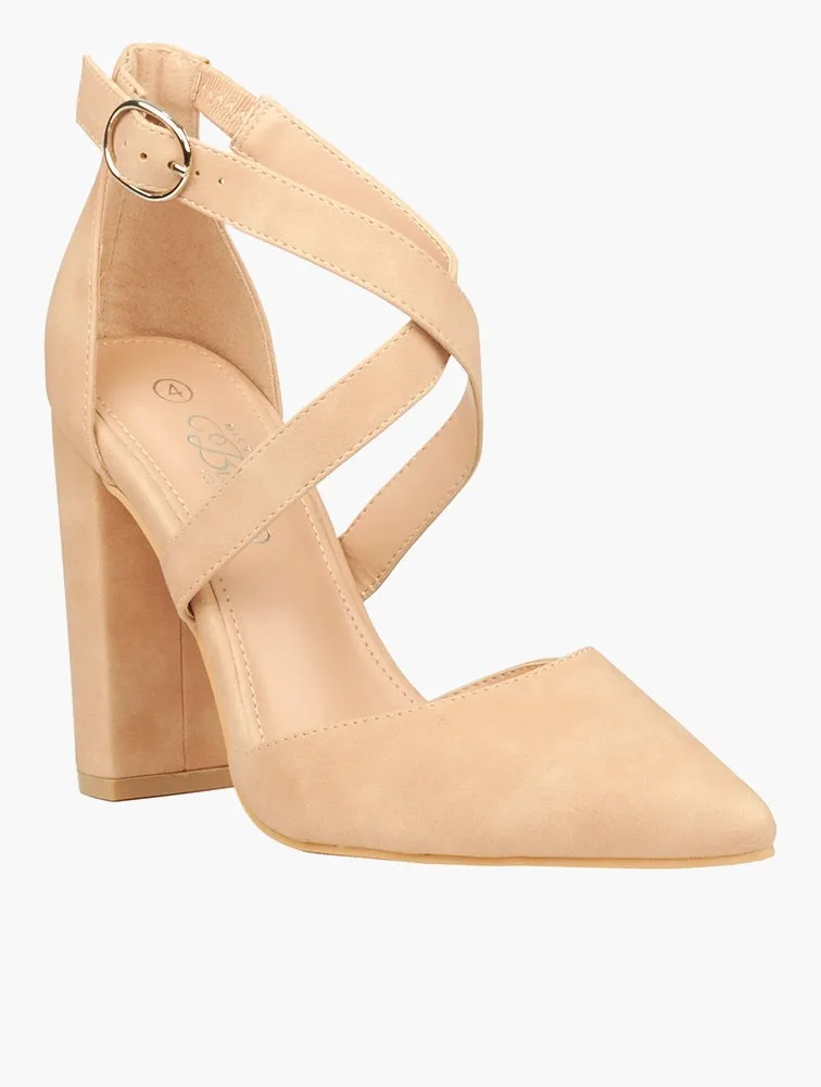 Executive Envy Block Heels (Nude)