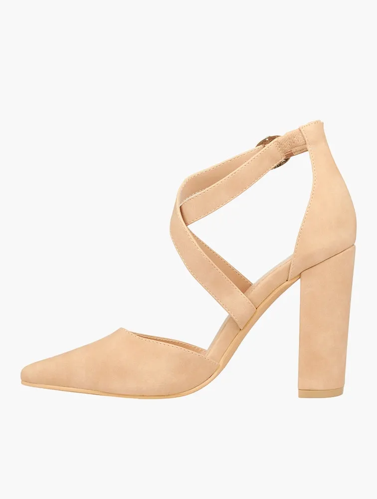 Executive Envy Block Heels (Nude)