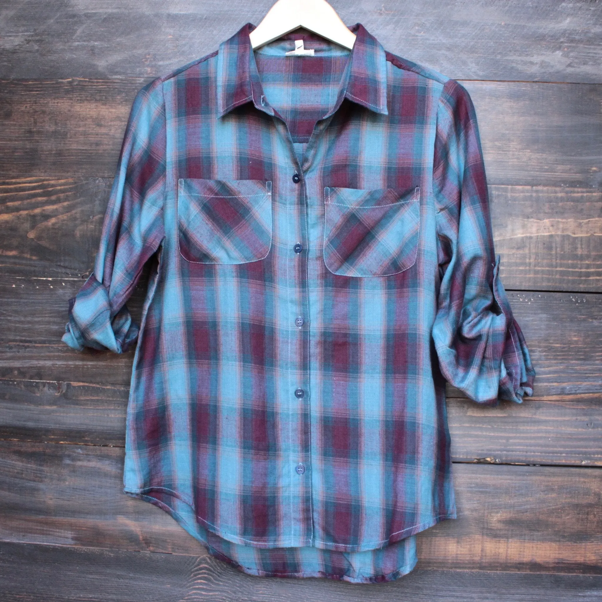 Final Sale - En Creme - City Strut Button Up Plaid Shirt