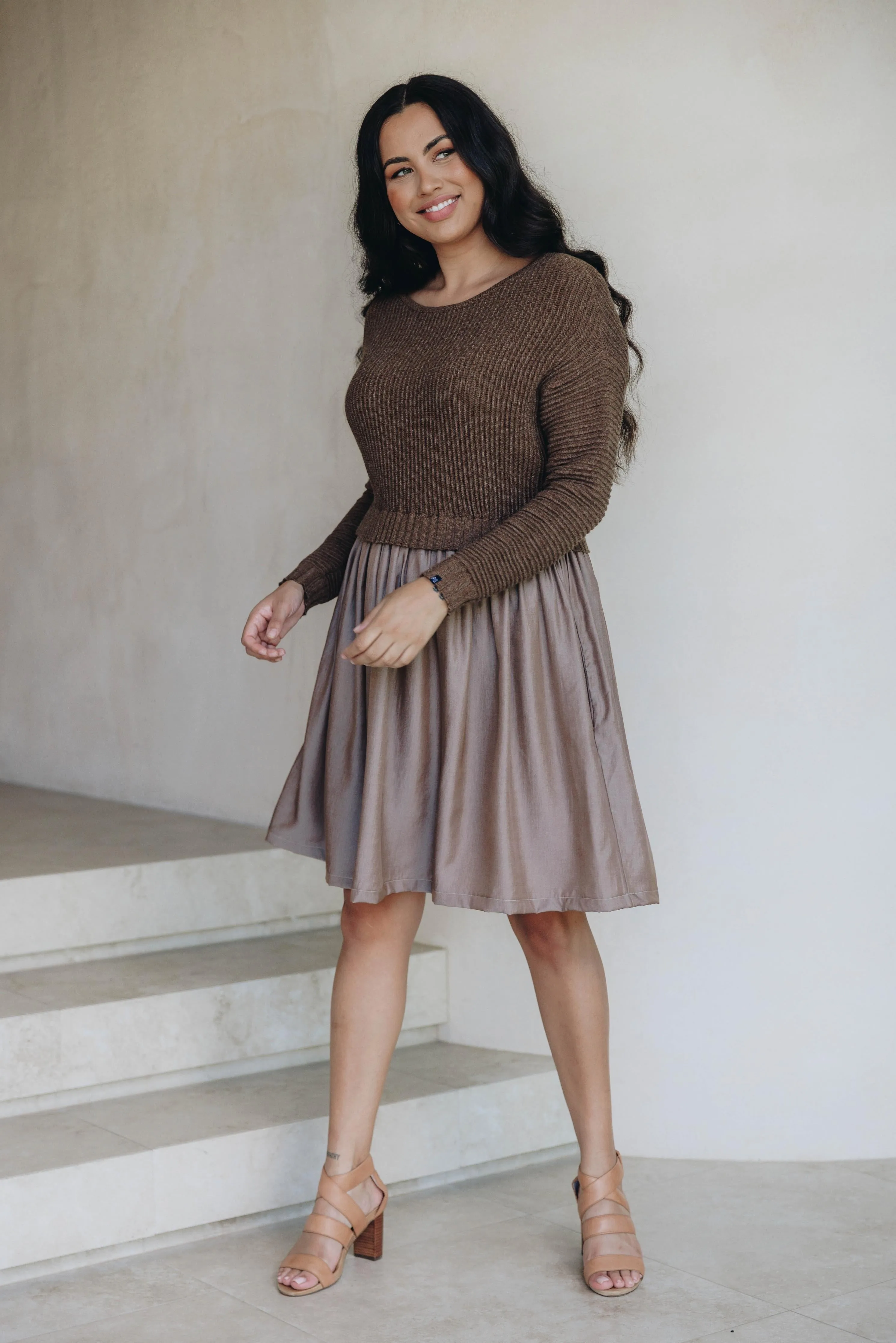 FINAL SALE Lunar Knit Dress in Hazelnut