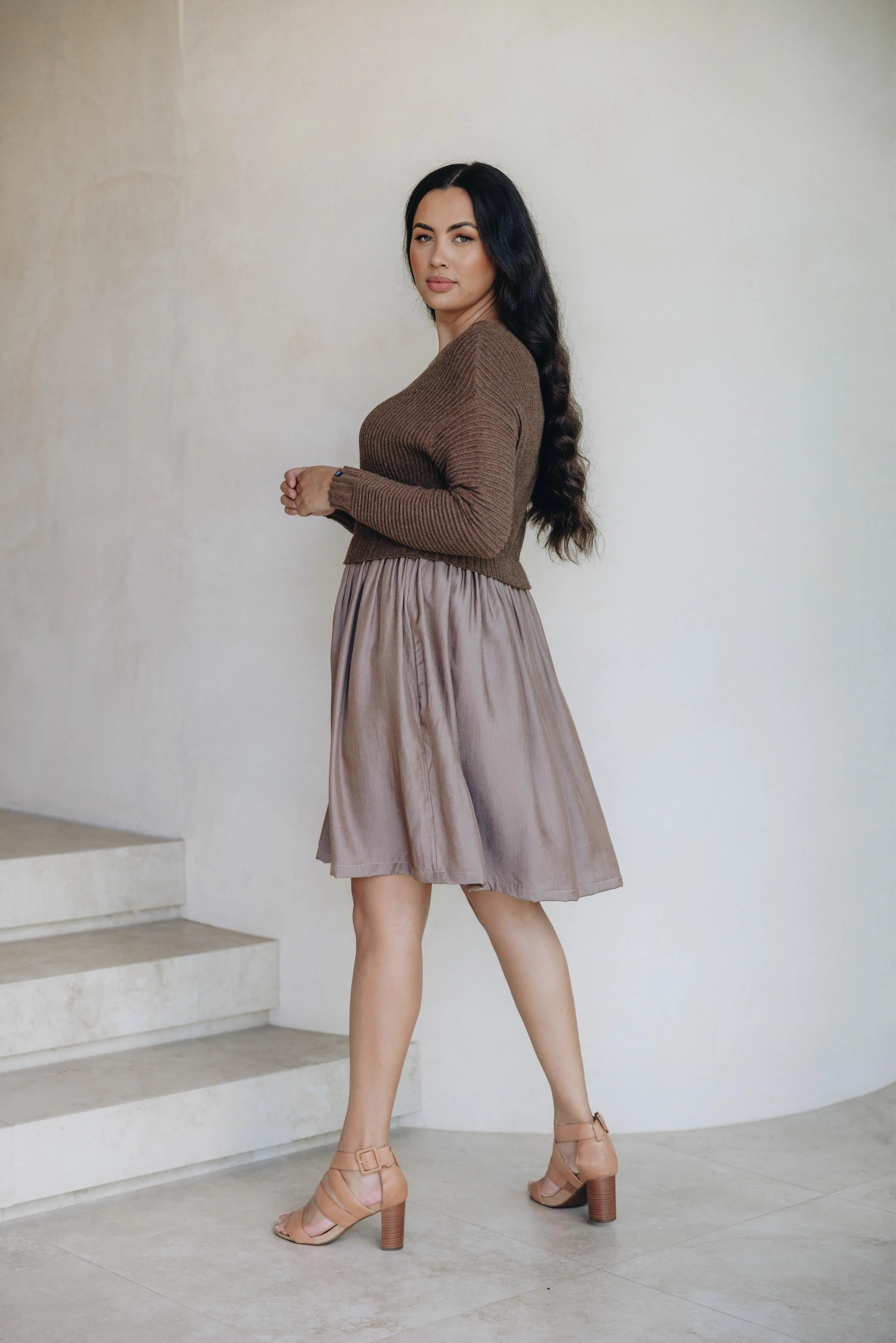 FINAL SALE Lunar Knit Dress in Hazelnut