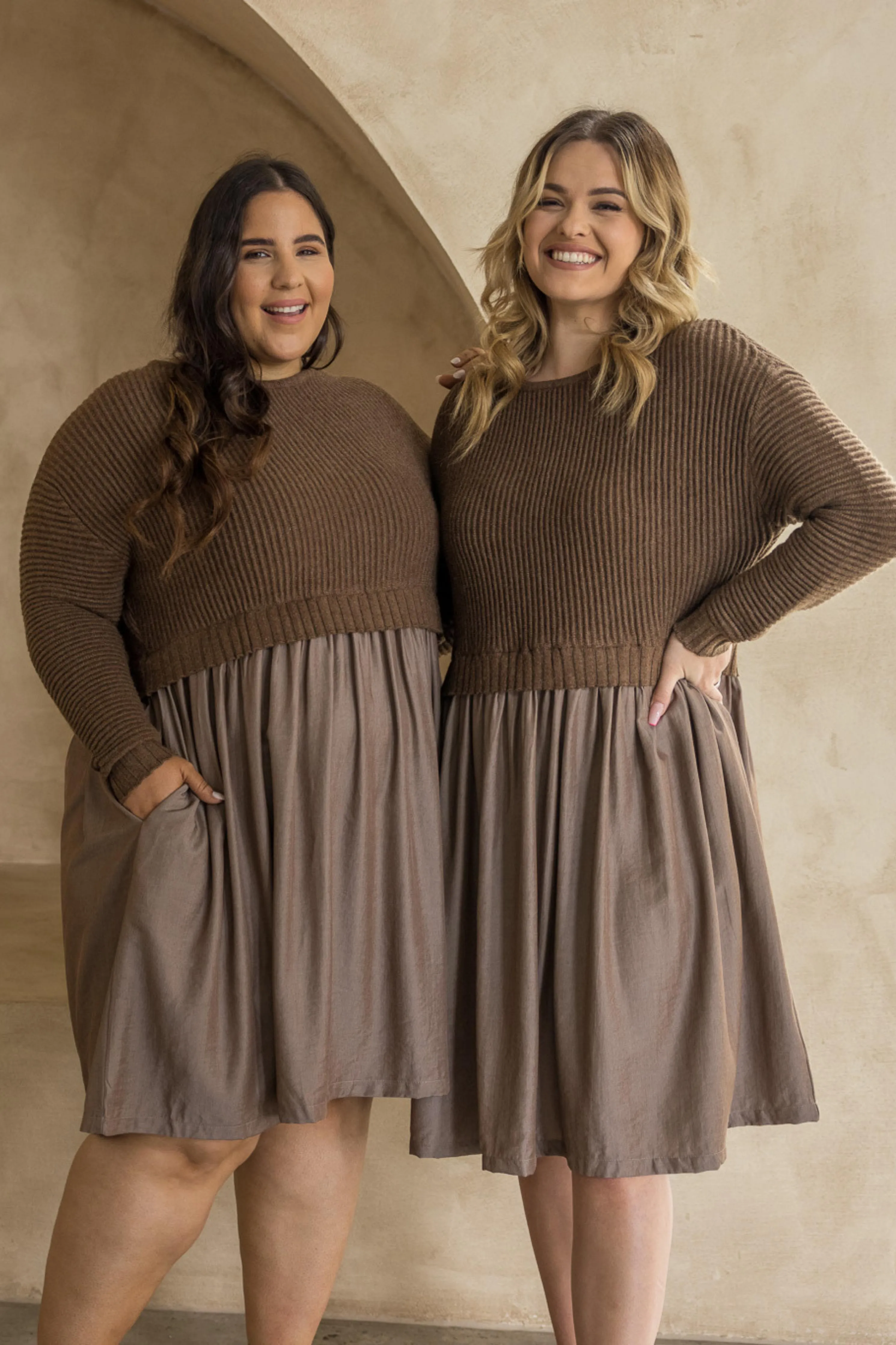 FINAL SALE Lunar Knit Dress in Hazelnut