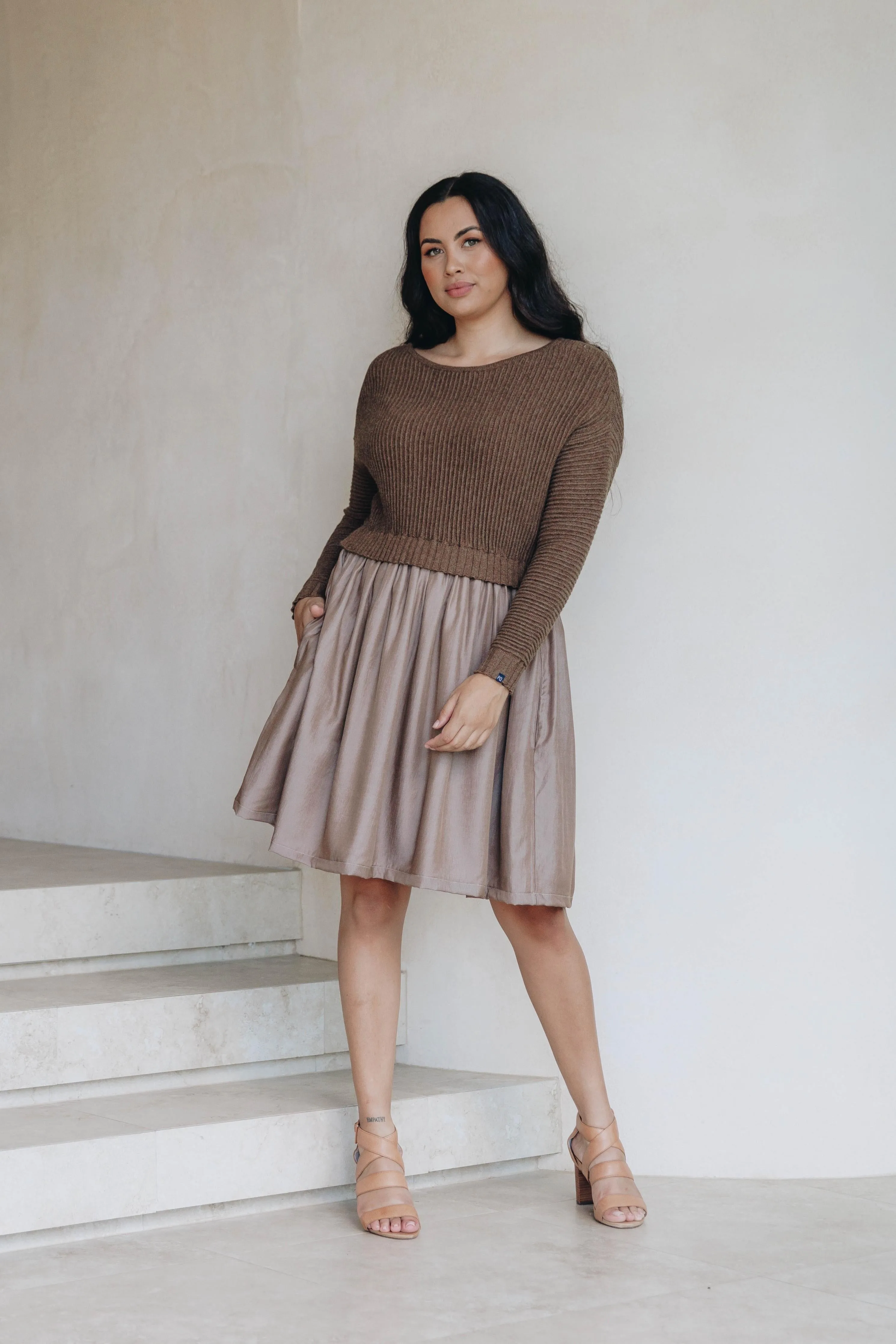 FINAL SALE Lunar Knit Dress in Hazelnut