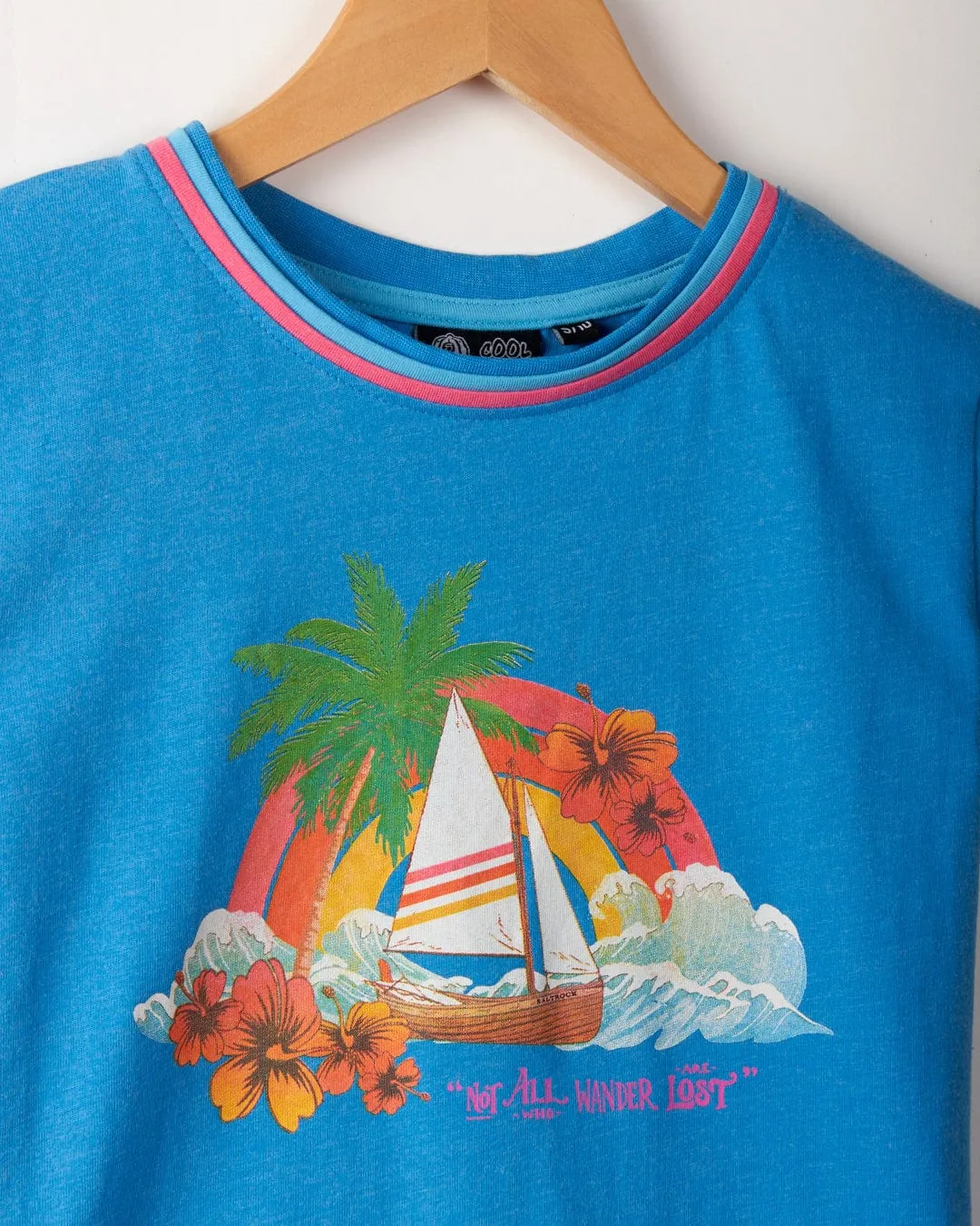 Floral Lost Ships - Kids Recycled T-Shirt - Blue