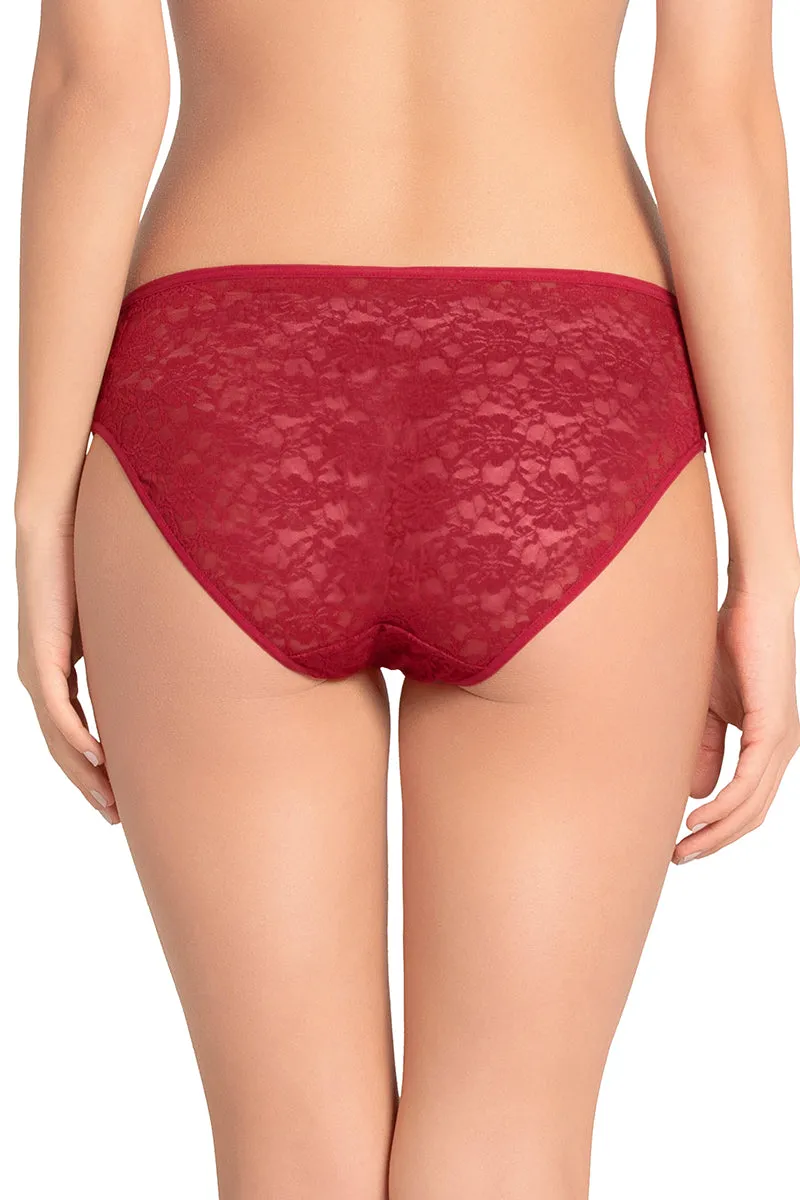 Floral Romance Low Rise Bikini Panty - Rumba Red-Impatiens Pink