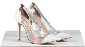 Gianvito Rossi White Leather & Pvc Plexi 105 Court Shoes UK 4.5 EU 37.5 👠