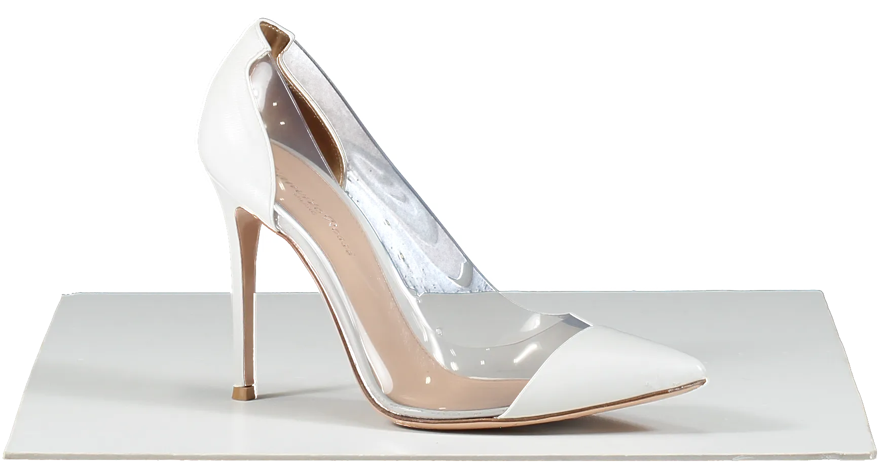 Gianvito Rossi White Leather & Pvc Plexi 105 Court Shoes UK 4.5 EU 37.5 👠